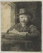 Rembrandt, autoportrait près de la fenêtre.