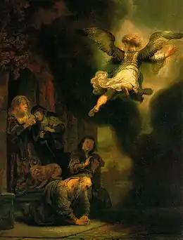Ange Raphaël quittant Tobie,Rembrandt