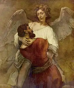 Rembrandt (1606-1669), Lutte de Jacob avec l'ange.