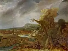 Paysage avec un obélisque, par Govert Flinck