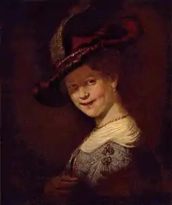 Buste d'une jeune femme riant, possiblement Saskia van Uylenburgh, 1633, Gemäldegalerie Alte Meister, Dresde.