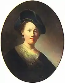 Portrait de jeune femme au béret noir (1632), par Rembrandt.