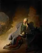 Jérémie se lamentant de la destruction de Jérusalem, tableau de Rembrandt.