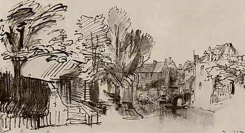 Rembrandt,Vue du canal Singel à Amersfoort,collection Mariette, probablement acheté à la vente Crozat.