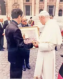 Remise de la toile de Luc Tanguay au Pape Jean-Paul II