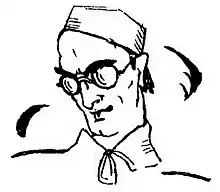 dessin en noir et blanc du visage d'un homme portant un calot de chirurgien.