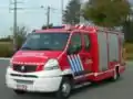 Véhicule des pompiers de Grammont sur châssis Renault Master.