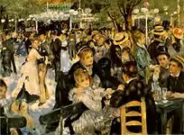 Le tableau Bal du moulin de la Galette d'Auguste Renoir, visible sur l'écran de télévision géant dans la maison des McFly du futur en 2015.