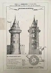 Restitution du donjon du château de Rouen (1865).