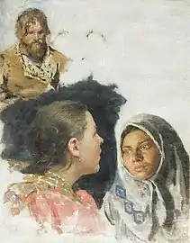 Vieux paysan, femme et jeune paysanne (Musée d'Abramtsevo)