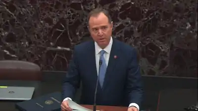 Adam Schiff lisant les articles de mise en accusation devant le Sénat, le 16 janvier 2020.