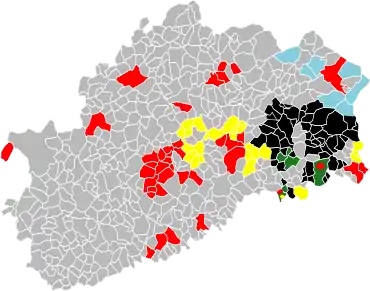 Carte des communes de Haute-Saône.