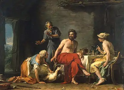 Jean-Bernard Restout, Philémon et Baucis donnant l'hospitalité à Jupiter et Mercure (1769).