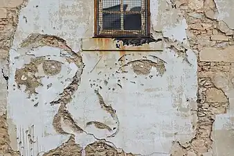 Vhils - Retrato en pared.