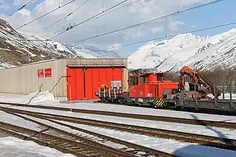 Le hangar du service de sauvetage du tunnel de base de la Furka (Rettung Furka Tunnel ) à Realp en 2017