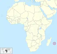 Carte administrative de l'Afrique, montrant La Réunion en rouge.