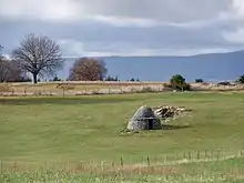 Citerne (aiguier) protégée par un cabanon pointu dans un pâturage Revest-du-Bion