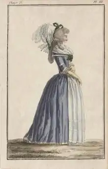 Gravure illustrant une revue de mode du XVIIIe siècle