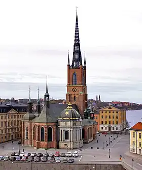 L'église de Riddarholmen,nécropole des rois de Suède.
