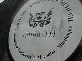 Panneau à l'entrée de la rhumerie J.M. à Macouba (2009)