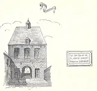 Maison natale de Condorcet vers 1875 (Dessin de Joachim Malézieux (1851/1906)