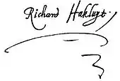signature de Richard Hakluyt