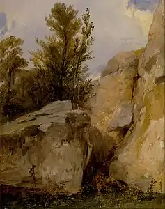 Dans la Forêt de Fontainebleau,Richard Parkes Bonington, (vers 1825),Centre d'art britannique de Yale.