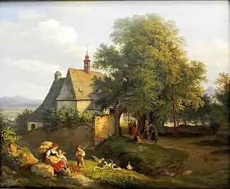 Église Sainte-Anne vers 1836,par Ludwig Richter.