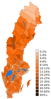 Carte des résultats du Parti du centre.