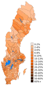 Carte des résultats des Libéraux.