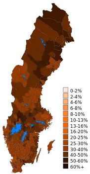 Carte des résultats du Parti social-démocrate.