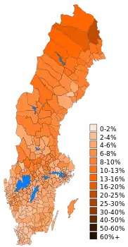 Carte des résultats du Parti de la gauche.