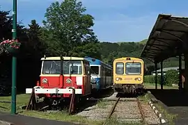 Matériel historique en gare de Riom-ès-Montagnes.