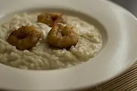 Dans un risotto aux crevettes