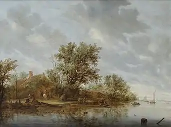 Paysage de bord de rivière avec un bac(1644), Budapest