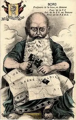 Ernest Bord, portrait caricaturé sur carte postale.