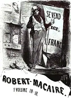 Affiche de Célestin Nanteuil annonçant la sortie des Cent et un Robert-Macaire par Daumier et Philipon.