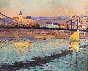 Robert Antoine Pinchon, 1904, Triel sur Seine, le pont du chemin de fer.