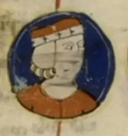 Miniature médiévale représentant le buste du comte de Dreux.