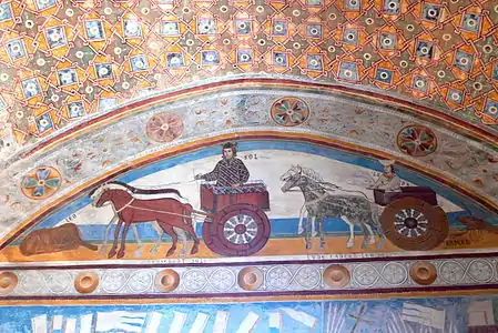 Le Soleil régit le Lion, la Lune le Cancer. Château Rocca Borromeo di Angera (Province de Varèse). Salle de la Justice. Fresque illustrant l'Été.