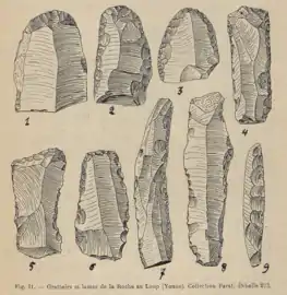 Fig. 11, grattoirs (1 à 6) et lames (7 à 9)