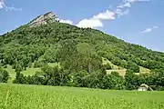 Le rocher de l'Éperrimont depuis Prélenfrey-du-Gua.