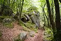 Rochers proches du cours d'eau.