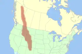 Carte de localisation du massif en Amérique du Nord.