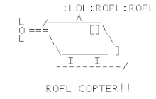 Roflcopter en art ASCII animé.