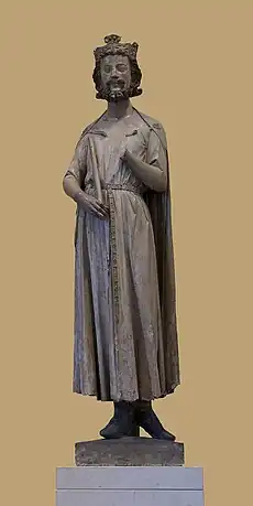 Statue de Childebert, fondateur de l'abbaye Saint-Germain-des-Prés (1239-1244), Musée du Louvre.