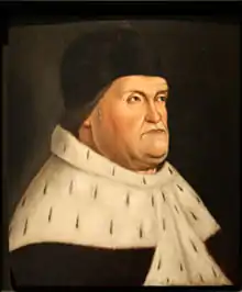 Portrait d'un homme, portant hermine blanche et bonnet noir.