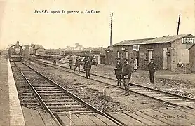 La gare de Roisel en reconstruction vers 1920.