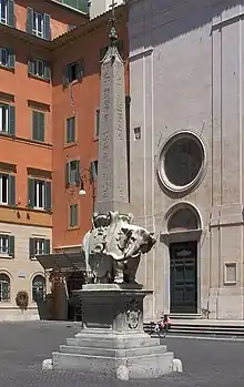 Obelisque et éléphant, Place de la Minerve, Rome.