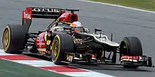 Grosjean teste sa Lotus E21 à Barcelone en 2013.